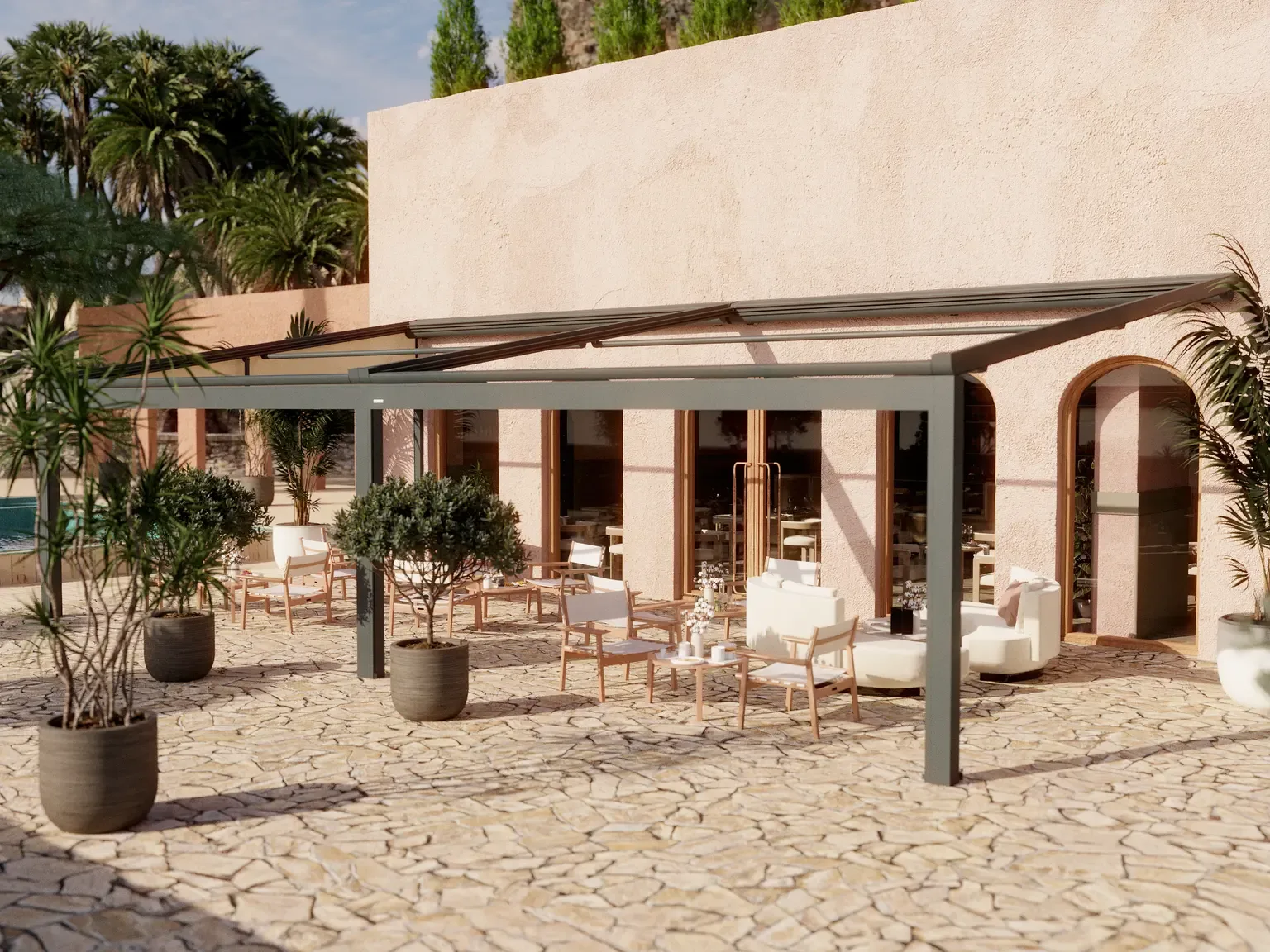 Pergola na terasi gostinskega objekta